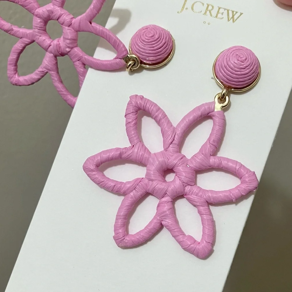 NWT J. Crew Factory Wrapped Flower Earrings, Lotus Floral Soft Girl Boho Hippie